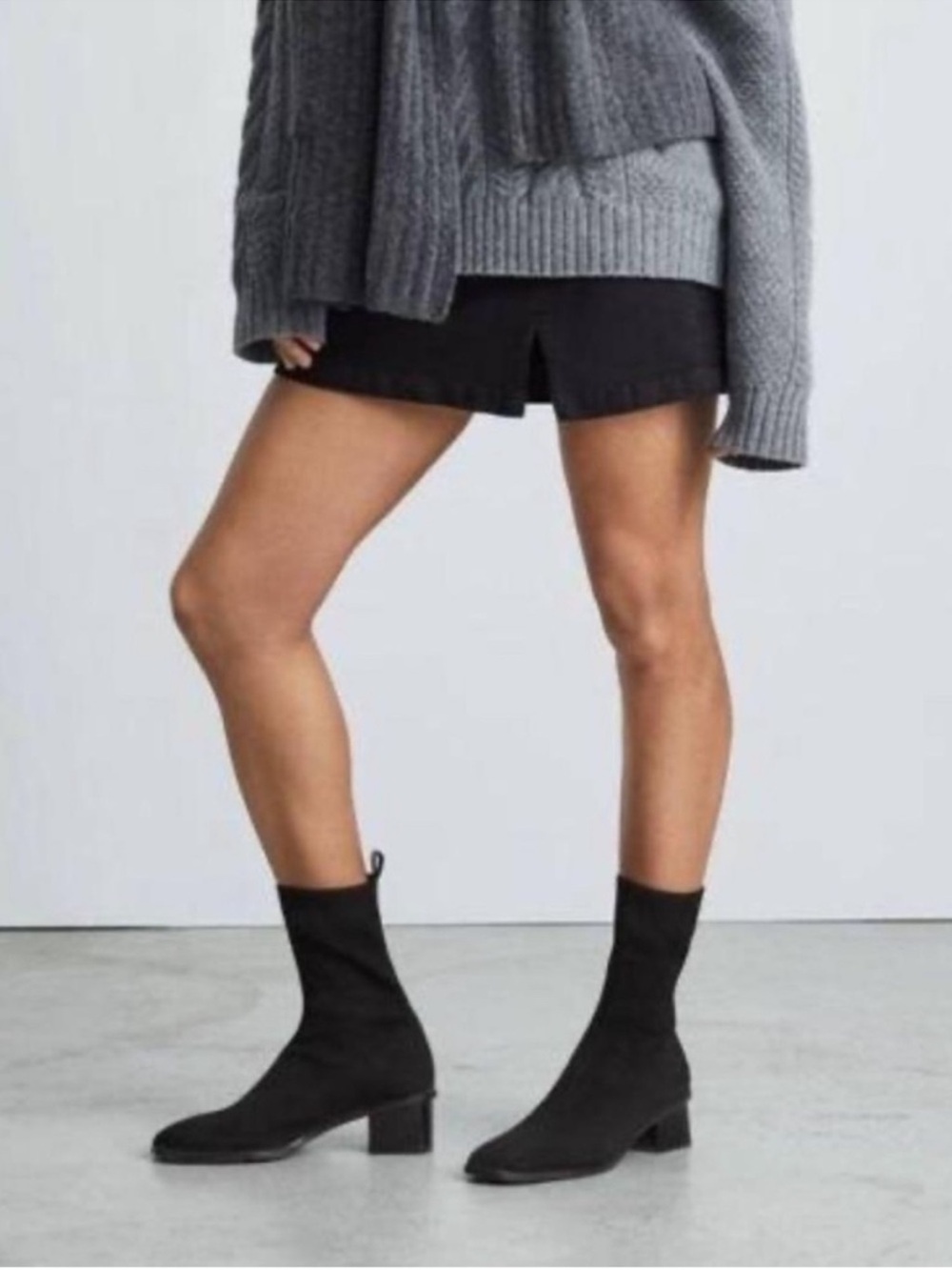 Everlane The High Ankle Glove Boot in ReKnit Black Size 7